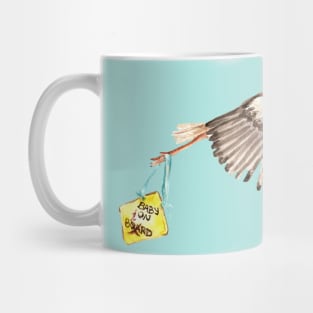 Stork with Baby on Board Sign Mug